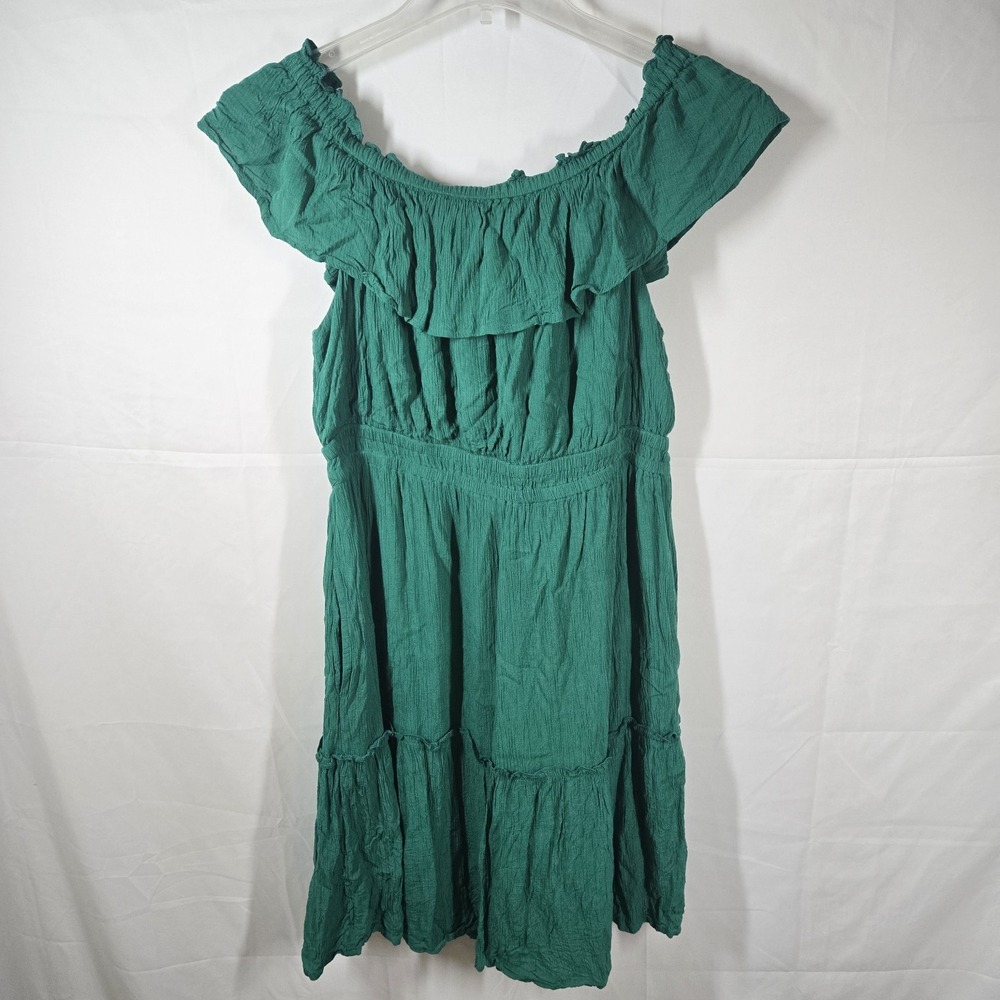 Tommy Bahama Womens Green Off Shoulder‎ Ruffle Midi Dress Size M Lined Boho
